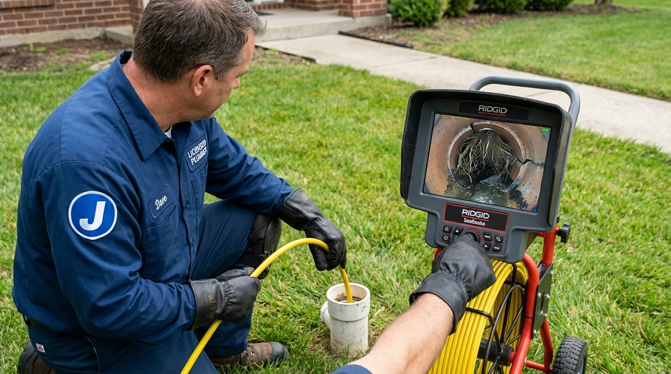 Sewer camera inspection being performed by Johns Plumbing LLC in Maple Park